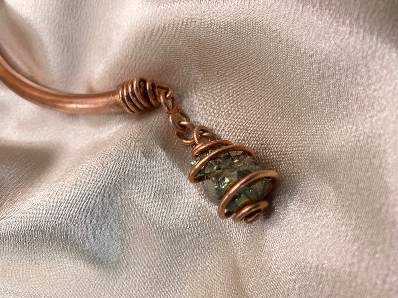 Beautiful Pyrite Necklace, Quartz Necklace, Copper Jewelry