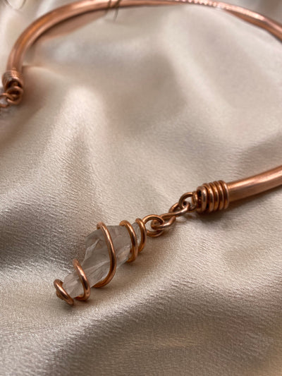 Beautiful Pyrite Necklace, Quartz Necklace, Copper Jewelry