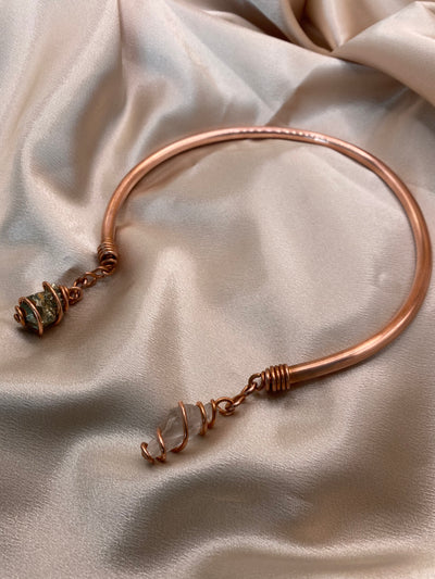 Beautiful Pyrite Necklace, Quartz Necklace, Copper Jewelry